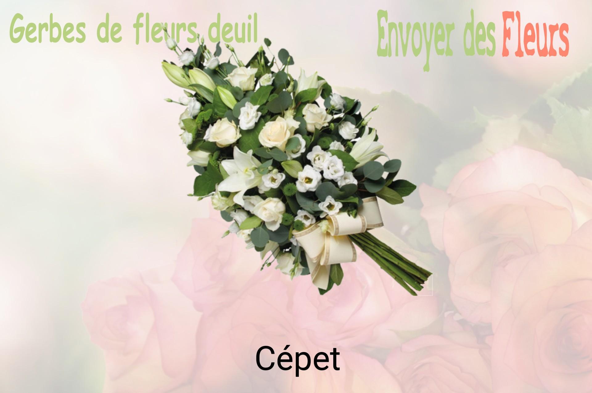 Gerbe de fleurs de deuil livrée à Cépet
